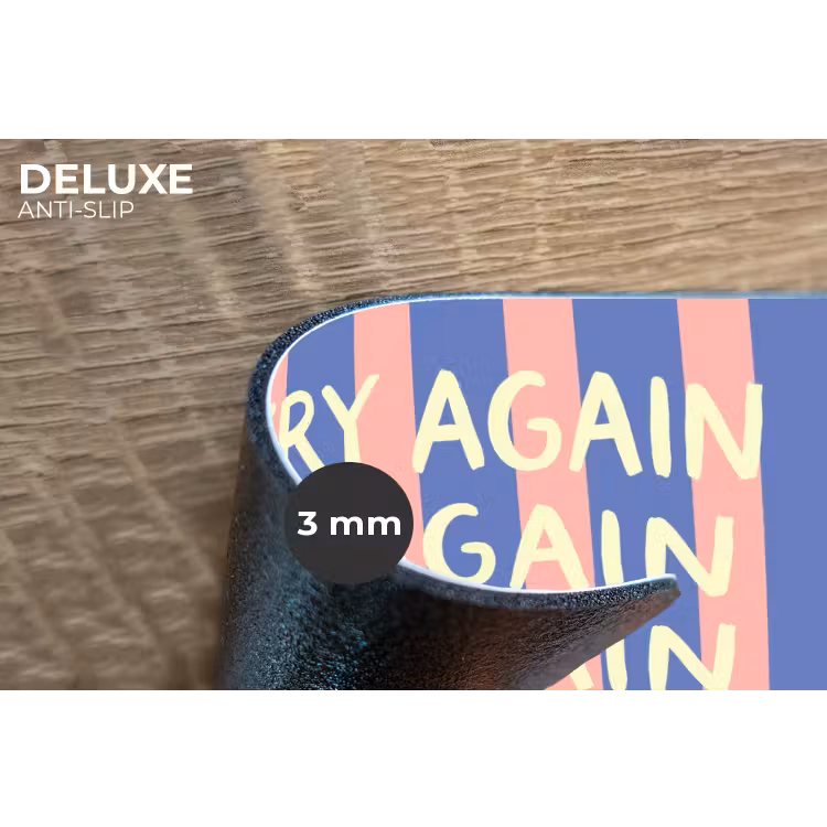 Try again - Strepen - Roze - Verticaal - Blauw Placemat vinyl groot -closeup