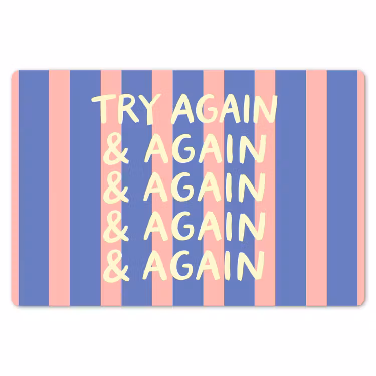 Try again - Strepen - Roze - Verticaal - Blauw Placemat vinyl groot -zzsfeer1_Kitchenyeah-website