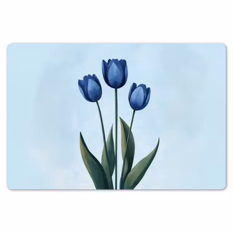 Tulpen - Blauw - Bladeren Placemat vinyl groot -zzsfeer1_Kitchenyeah-website