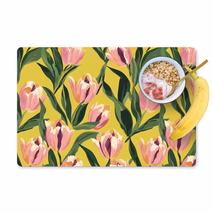 Tulpen - Botanisch - Geel Placemat vinyl groot 368 -zzzproduct_Kitchenyeah-website
