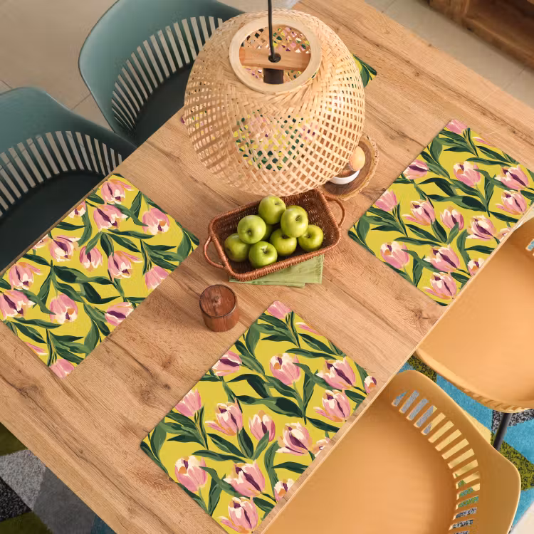 Tulpen - Botanisch - Geel Placemat vinyl groot 368 -zzsfeer5_Kitchenyeah-website