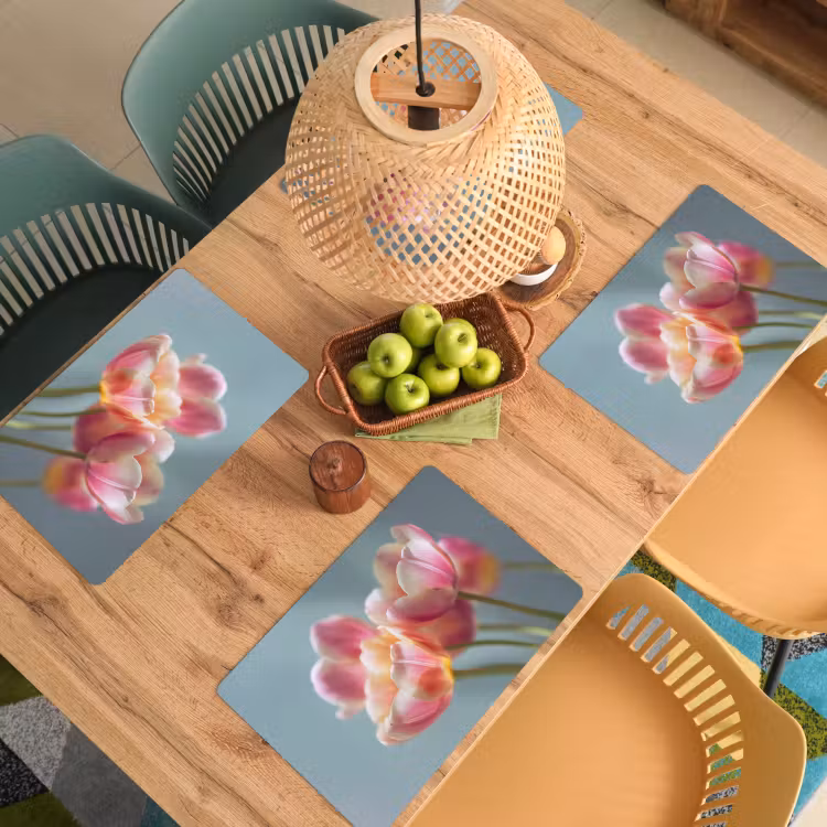 Tulpen - Roze - Stelen Placemat vinyl groot -zzsfeer5_Kitchenyeah-website