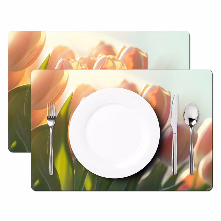 Tulpen - Roze - Zonnestralen Placemat vinyl groot -zzsfeer2_Kitchenyeah-website