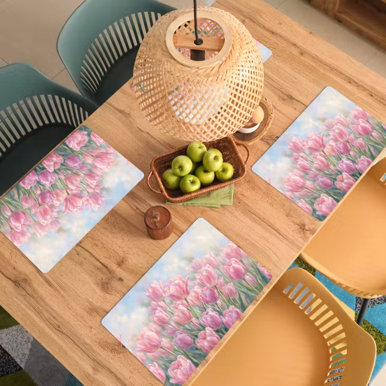 Tulpen - Veld - Lente - Roze Placemat vinyl groot -zzsfeer5_Kitchenyeah-website