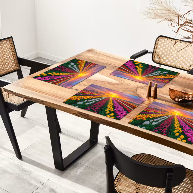 Tulpenveld - Zonsondergang - Kleurrijk Placemat vinyl groot -zzsfeer4_Kitchenyeah-website