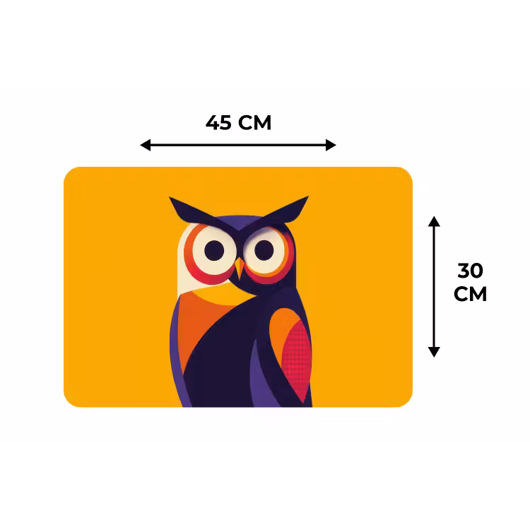 Uil - Grafisch - Kleurrijk - Ogen Placemat vinyl groot -specs