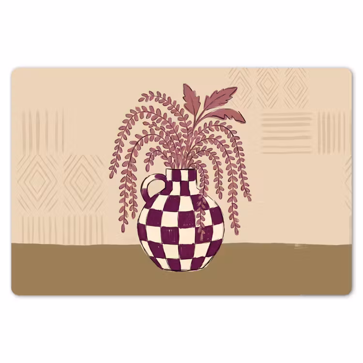 Vaas - Geruit - Planten - Modern - Paars Placemat vinyl groot -zzsfeer1_Kitchenyeah-website