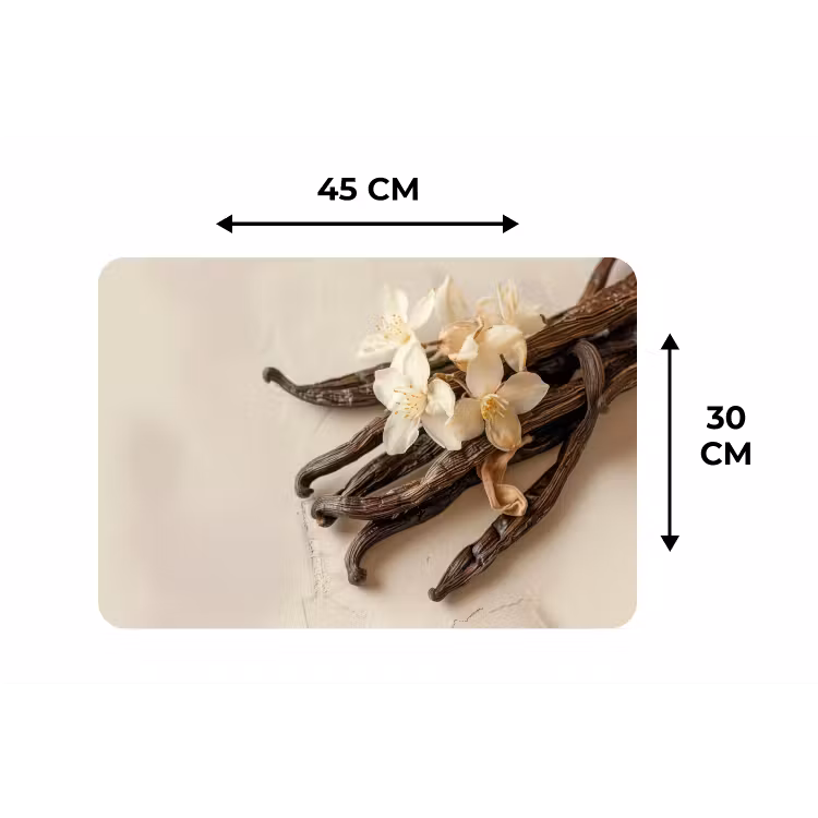 Vanille - Bloemen - Beige Placemat vinyl groot -specs