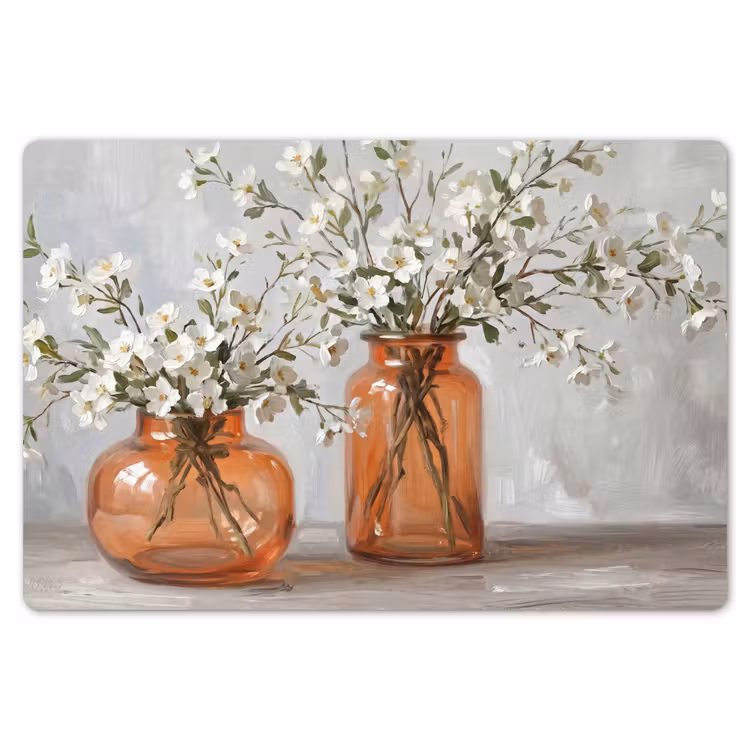 Vazen - Bloemen - Oranje Placemat vinyl groot -zzsfeer1_Kitchenyeah-website