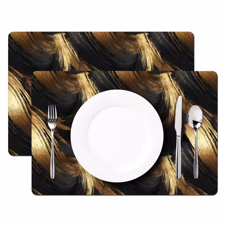 Verfstreken - Abstract - Goud - Zwart Placemat vinyl groot 368 -zzsfeer2_Kitchenyeah-website