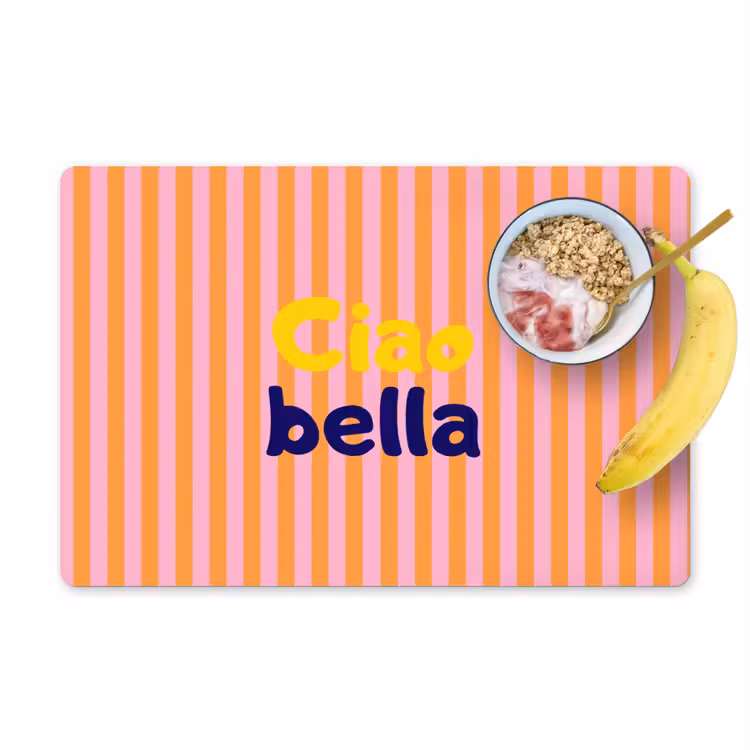 Verticaal - Strepen - Oranje - Ciao bella Placemat vinyl groot -zzzproduct_Kitchenyeah-website