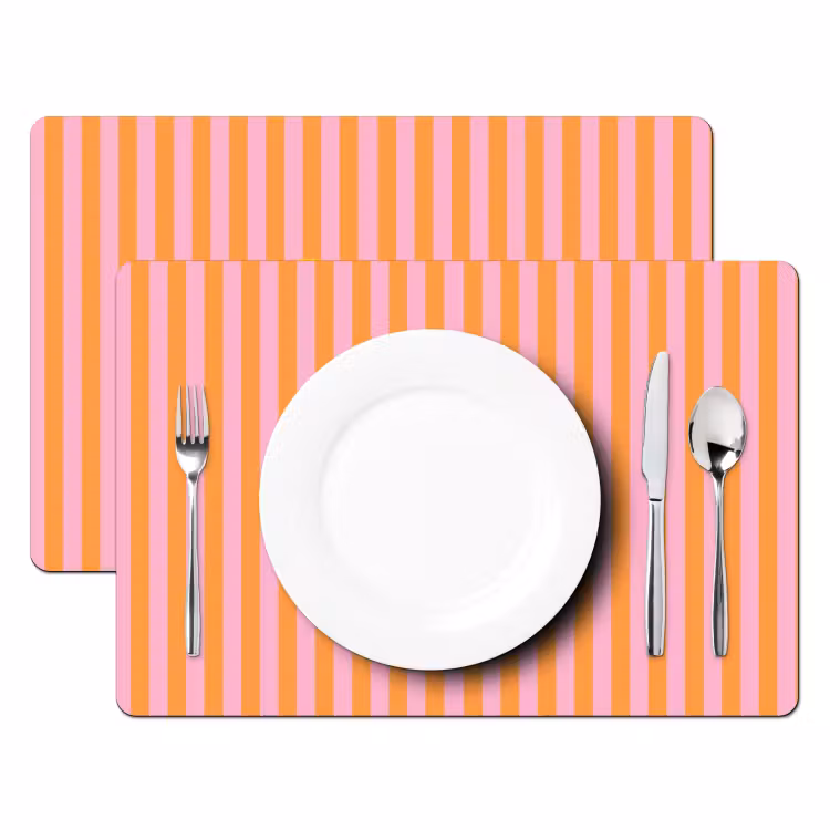 Verticaal - Strepen - Oranje - Ciao bella Placemat vinyl groot -zzsfeer2_Kitchenyeah-website