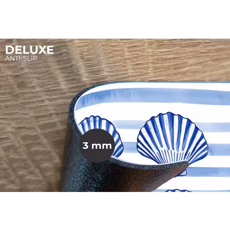 Vier schelpen - Blauw - Wit - Strepen Placemat vinyl groot -closeup