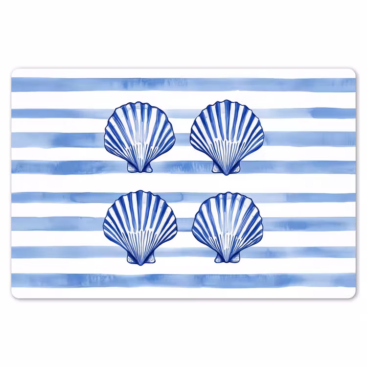 Vier schelpen - Blauw - Wit - Strepen Placemat vinyl groot -zzsfeer1_Kitchenyeah-website