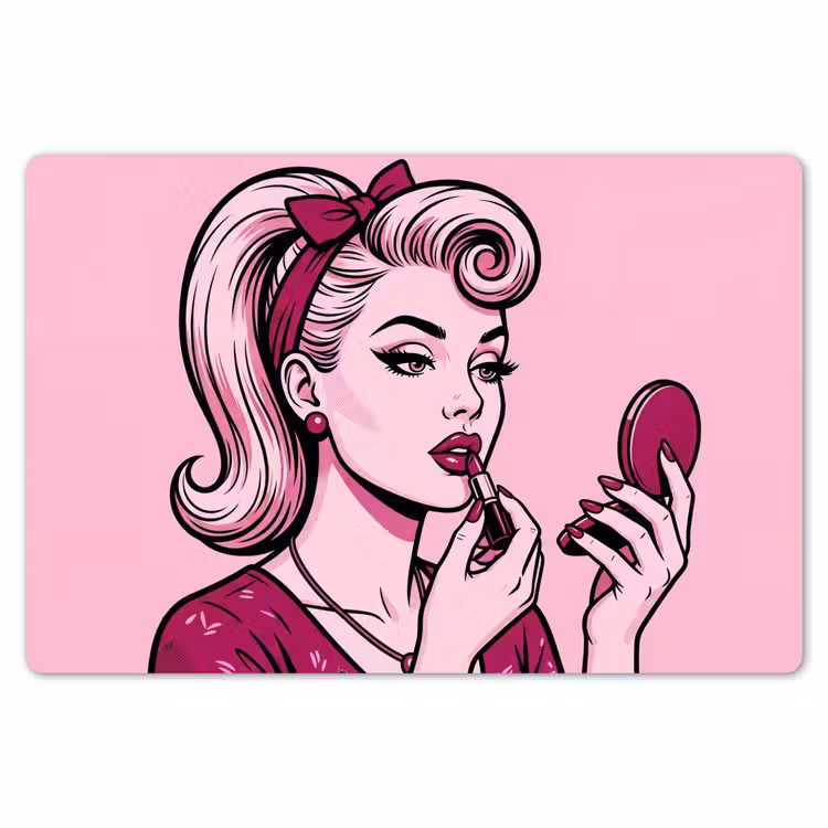 Vintage - Vrouw - Roze Placemat vinyl groot -zzsfeer1_Kitchenyeah-website