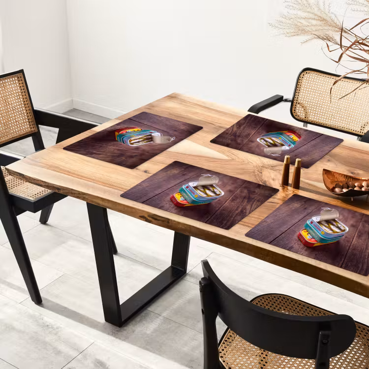 Placemat - 6 stuks - Vis - Blikjes - Keuken - Vis - Blikjes - Keuken Placemat vinyl groot