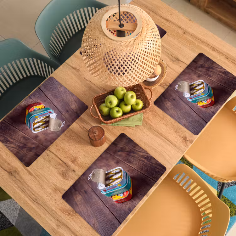Placemat - 6 stuks - Vis - Blikjes - Keuken - Vis - Blikjes - Keuken Placemat vinyl groot