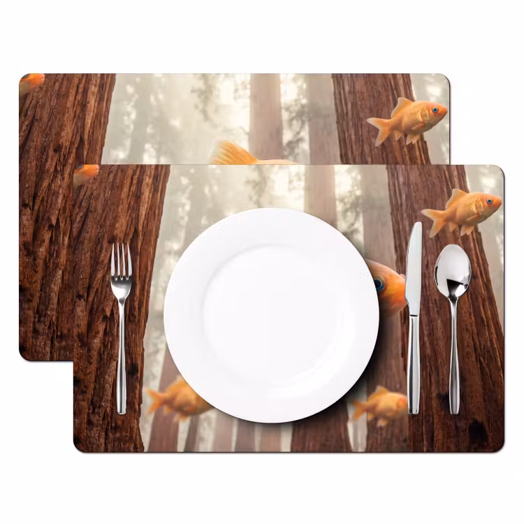 Placemat - 6 stuks - Vis - Bos - Fantasie - Vis - Bos - Fantasie Placemat vinyl groot