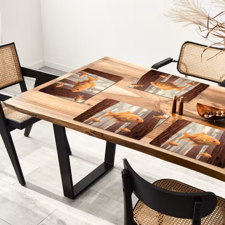 Placemat - 6 stuks - Vis - Bos - Fantasie - Vis - Bos - Fantasie Placemat vinyl groot