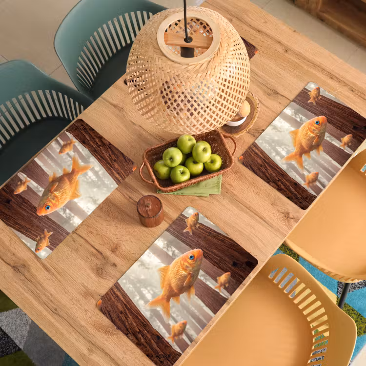 Placemat - 6 stuks - Vis - Bos - Fantasie - Vis - Bos - Fantasie Placemat vinyl groot