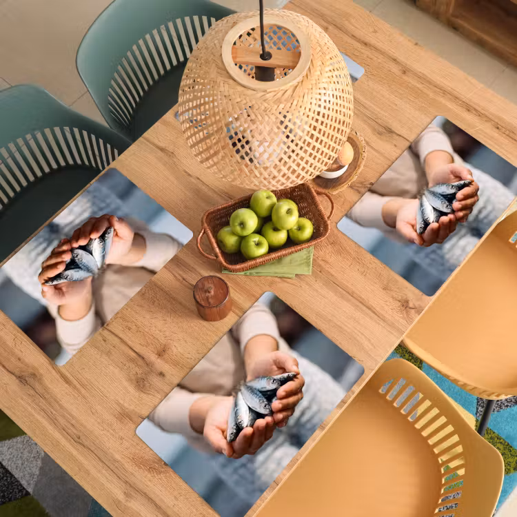 Placemat - 6 stuks - Vis - Handen - Natuur - Vis - Handen - Natuur Placemat vinyl groot