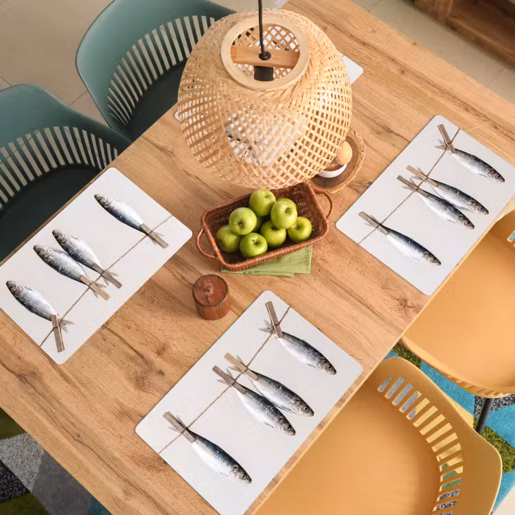Placemat - 6 stuks - Vis - Hangend - Eten - Vis - Hangend - Eten Placemat vinyl groot