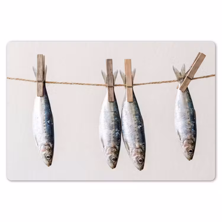 Placemat - 6 stuks - Vis - Hangend - Eten - Vis - Hangend - Eten Placemat vinyl groot