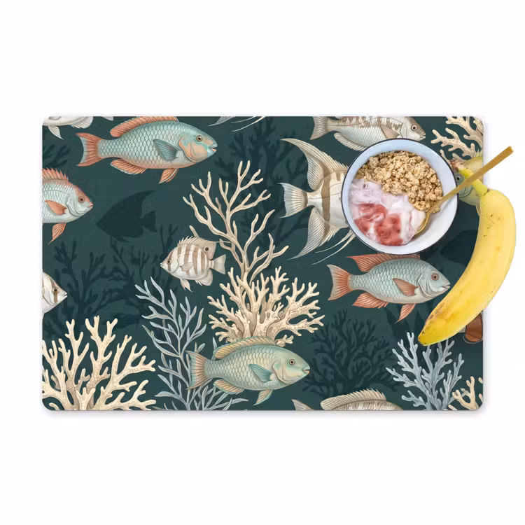 Vis - Koraal - Onderwater - Illustratie Placemat vinyl groot -zzzproduct_Kitchenyeah-website