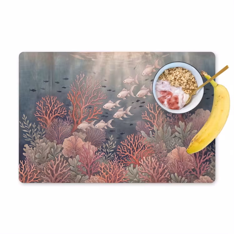 Vis - Koraal - Onderwater - Illustratie - Vintage Placemat vinyl groot -zzzproduct_Kitchenyeah-website