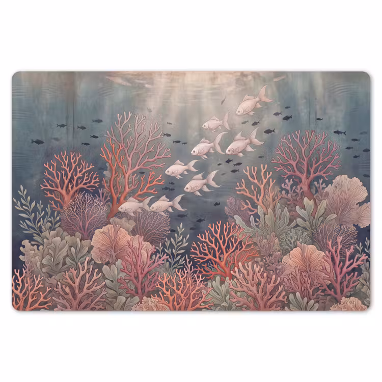 Vis - Koraal - Onderwater - Illustratie - Vintage Placemat vinyl groot -zzsfeer1_Kitchenyeah-website