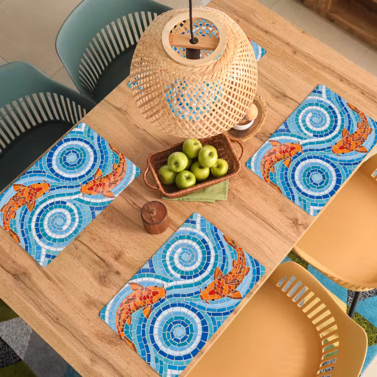 Vis - Mozaïek - Water - Decoratief - Blauw Placemat vinyl groot -zzsfeer5_Kitchenyeah-website