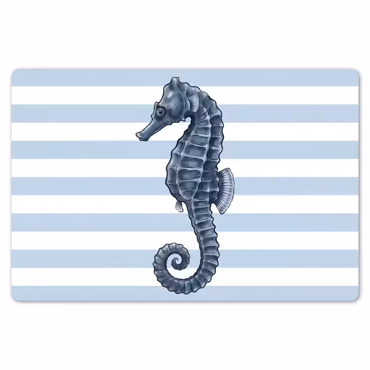 Vis - Oceaan - Illustratie - Blauw - Strepen Placemat vinyl groot -zzsfeer1_Kitchenyeah-website