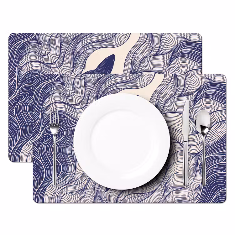 Vis - Oceaan - Lijntekening - Blauw - Dieren Placemat vinyl groot -zzsfeer2_Kitchenyeah-website