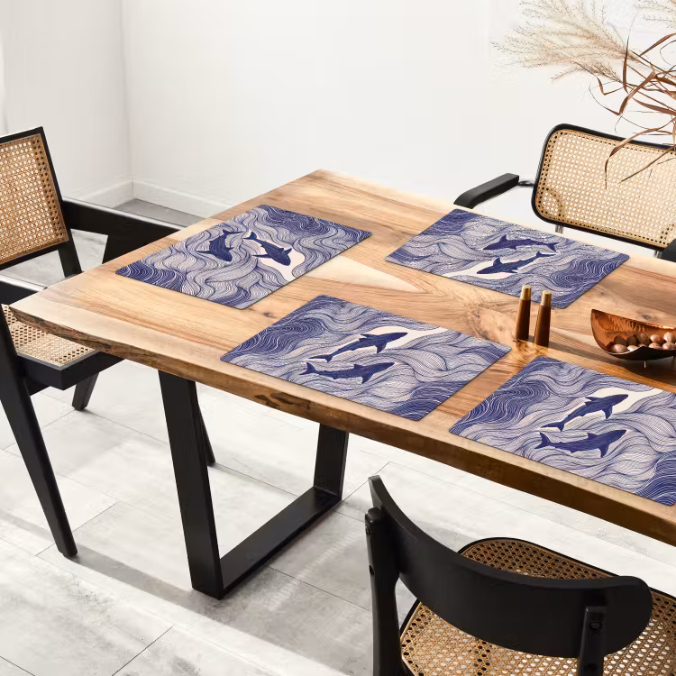 Vis - Oceaan - Lijntekening - Blauw - Dieren Placemat vinyl groot -zzsfeer4_Kitchenyeah-website