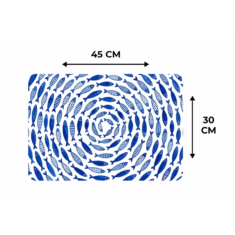 Vis - Patroon - Onderwater - Abstract - Blauw Placemat vinyl groot -specs