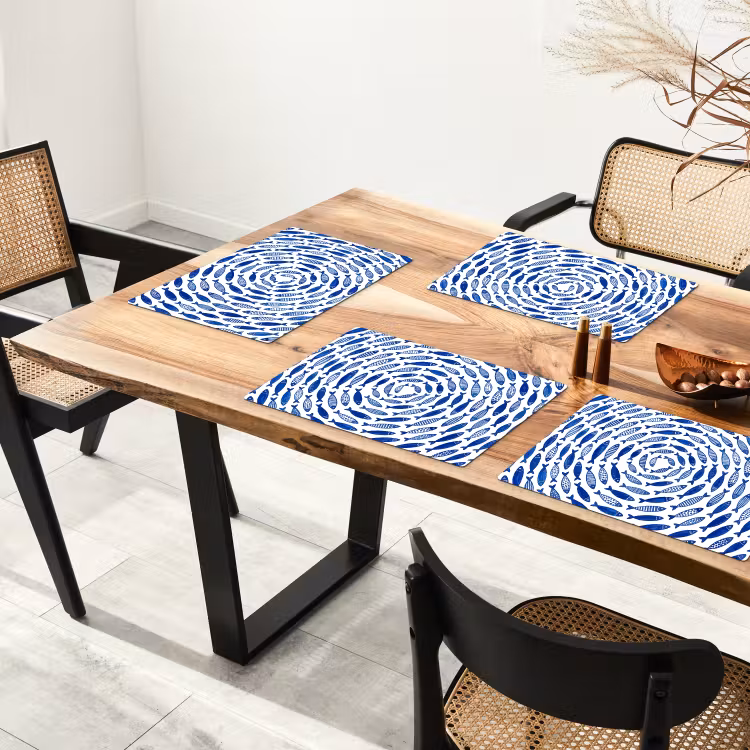 Vis - Patroon - Onderwater - Abstract - Blauw Placemat vinyl groot -zzsfeer4_Kitchenyeah-website