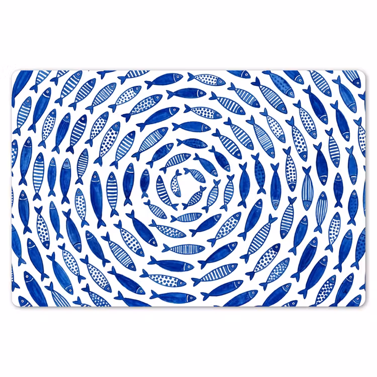 Vis - Patroon - Onderwater - Abstract - Blauw Placemat vinyl groot -zzsfeer1_Kitchenyeah-website
