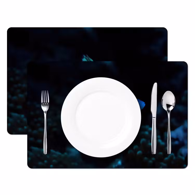 Vis - Stippen - Koraal - Blauw Placemat vinyl groot -zzsfeer2_Kitchenyeah-website