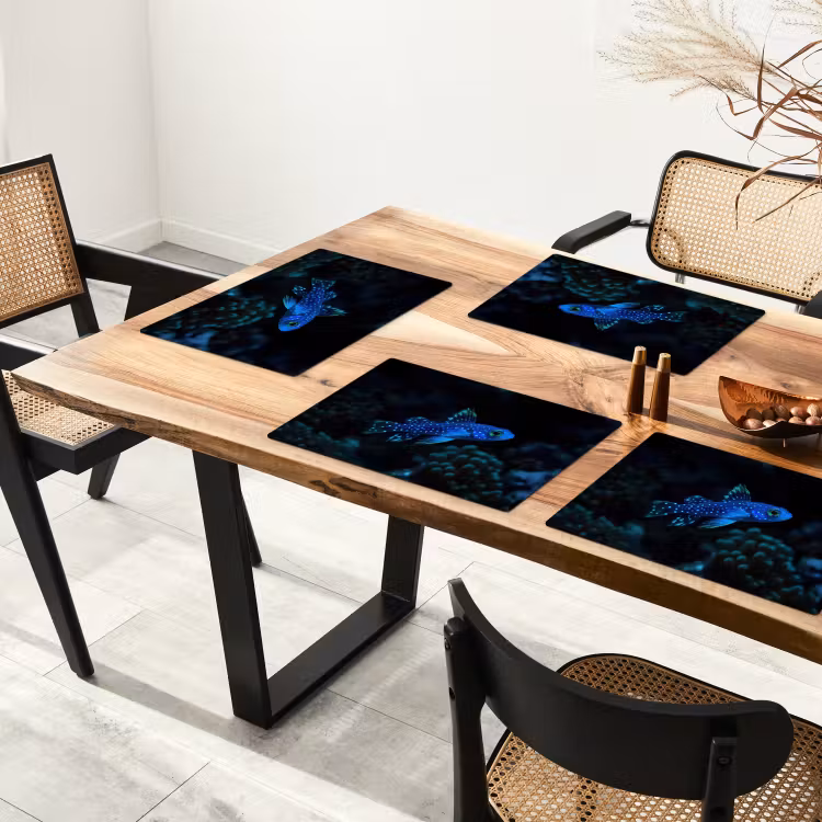 Vis - Stippen - Koraal - Blauw Placemat vinyl groot -zzsfeer4_Kitchenyeah-website