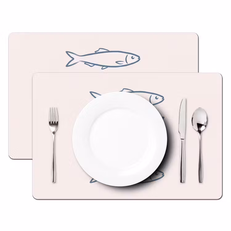 Vis - Vier - Dieren - Abstract - Blauw Placemat vinyl groot -zzsfeer2_Kitchenyeah-website