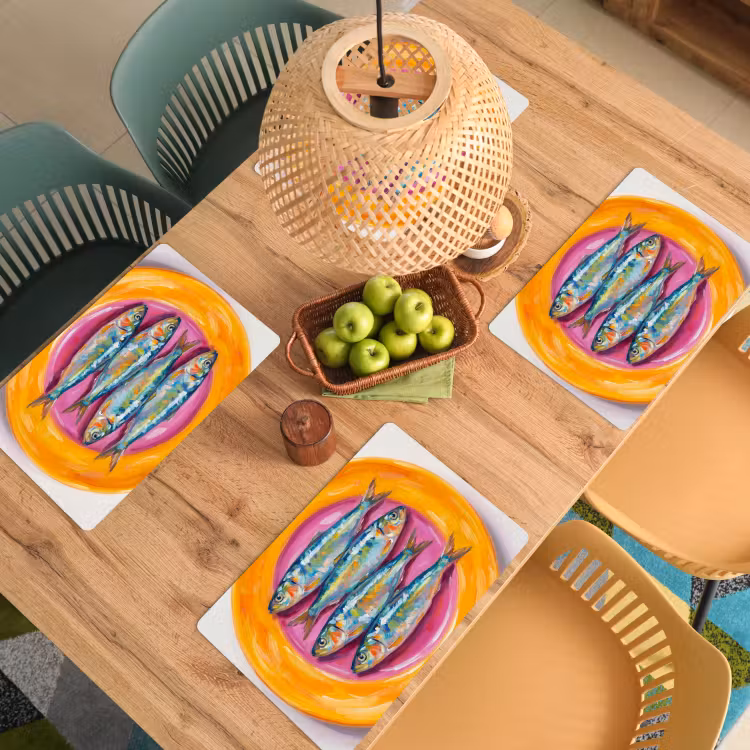 Vis - Vier - Eten - Modern - Kleurrijk Placemat vinyl groot -zzsfeer5_Kitchenyeah-website