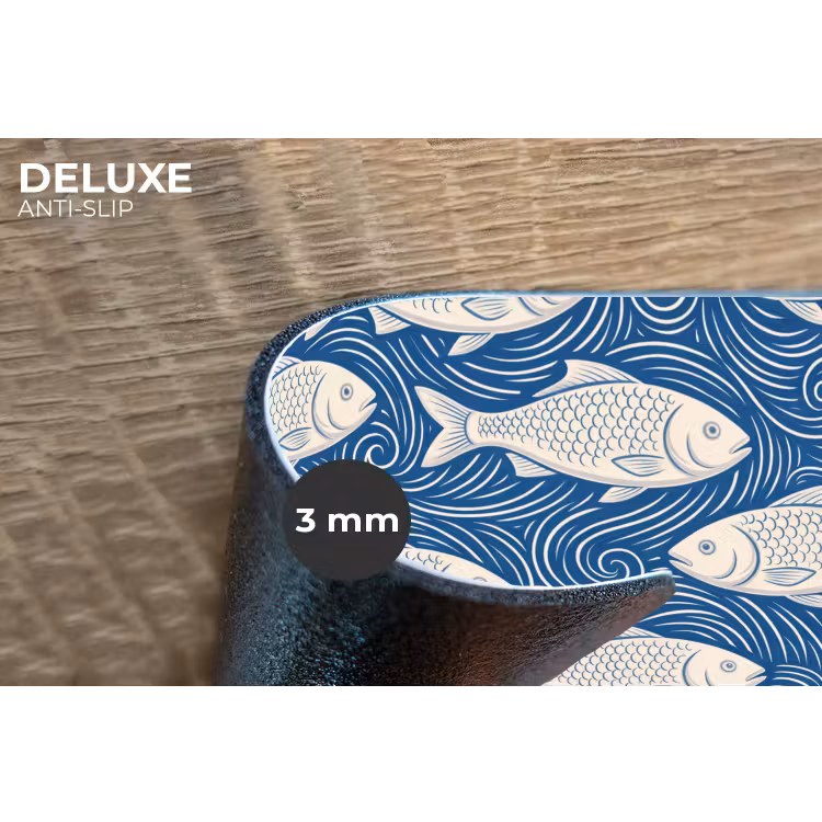 Vis - Water - Patroon - Grafisch - Blauw Placemat vinyl groot -closeup