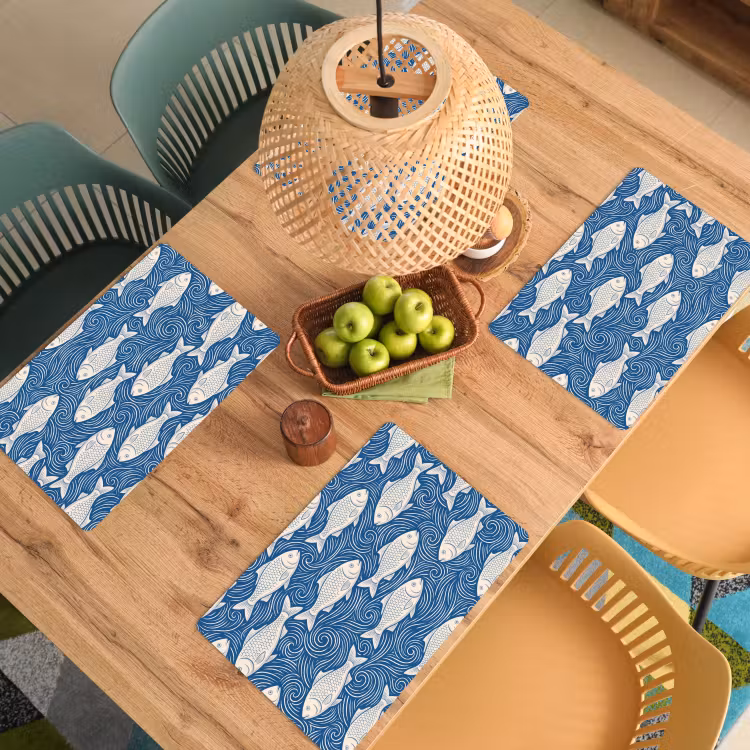 Vis - Water - Patroon - Grafisch - Blauw Placemat vinyl groot -zzsfeer5_Kitchenyeah-website