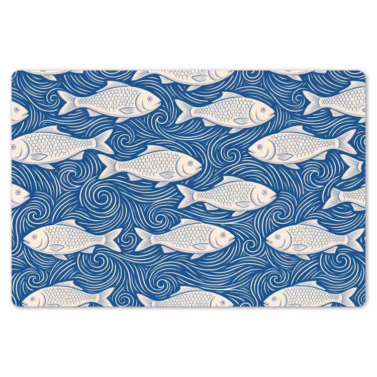 Vis - Water - Patroon - Grafisch - Blauw Placemat vinyl groot -zzsfeer1_Kitchenyeah-website