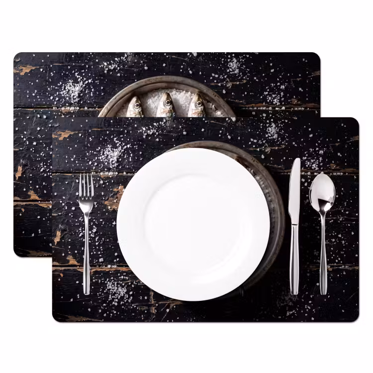 Placemat - 6 stuks - Vis - Zout - Eten - Vis - Zout - Eten Placemat vinyl groot