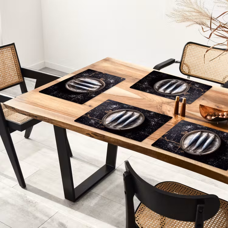 Placemat - 6 stuks - Vis - Zout - Eten - Vis - Zout - Eten Placemat vinyl groot