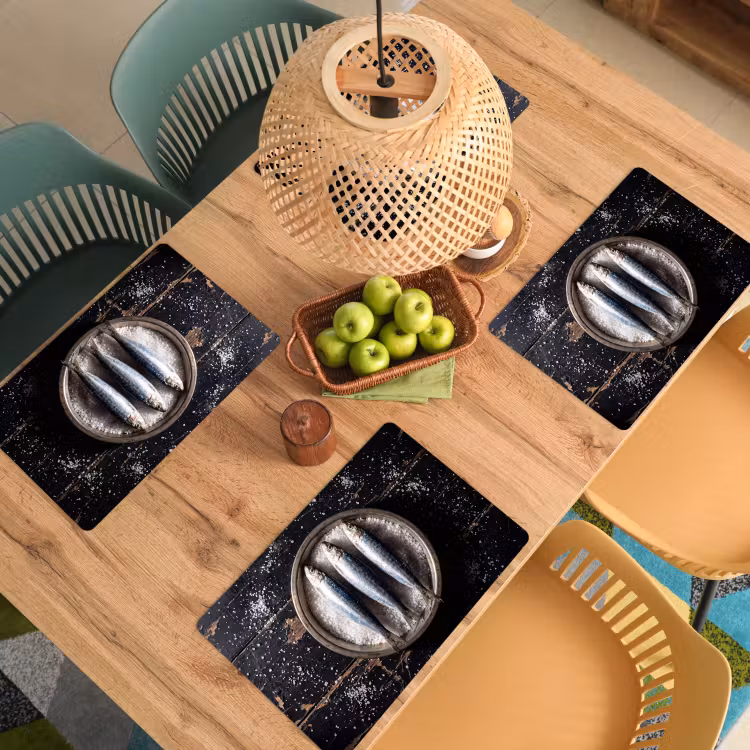 Placemat - 6 stuks - Vis - Zout - Eten - Vis - Zout - Eten Placemat vinyl groot