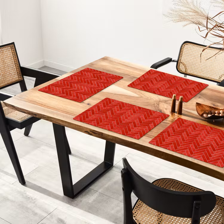 Visgraat - Tegel - Rood Placemat vinyl groot 368 -zzsfeer4_Kitchenyeah-website