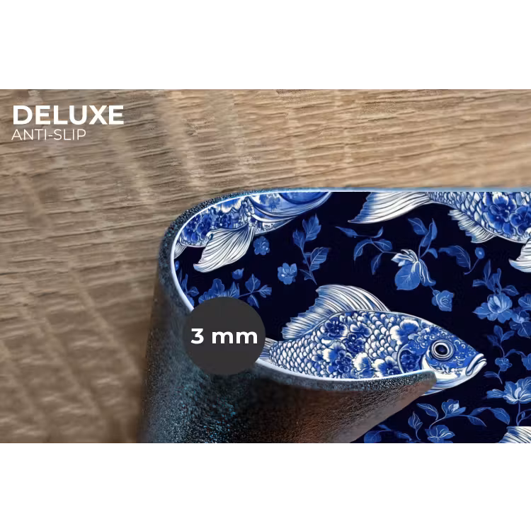 Vissen - Bloemen - Blauw Placemat vinyl groot 368 -closeup