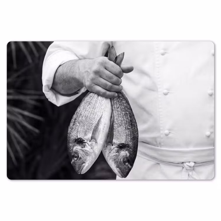 Vissen - Chef - Zwart - Wit Placemat vinyl groot -zzsfeer1_Kitchenyeah-website